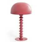 Beautiful terracotta pink ribbed table lamp - super styled, with a smooth glossy metal dome shade and super glossy ribbed base. 30 x 50 x 50cm