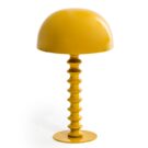 Beautiful mustardy yellow ribbed table lamp - super styled, with a smooth glossy metal dome shade and super glossy ribbed base. 30 x 50 x 50cm