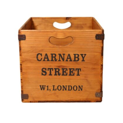 Set of 2 "Carnaby Street" Wooden Record Storage Boxes - Image 2