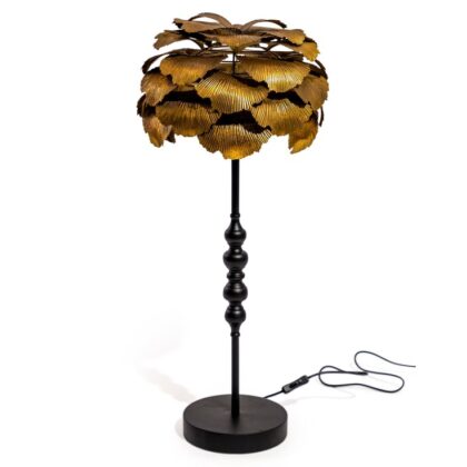 Add sophisticated style with this stunning gold gingko leaf table lamp. Elegant lines and superb quality and finish. Made of metal 86 x 35 x 35cm.