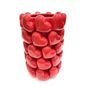 Large Multi Red Heart Vase
