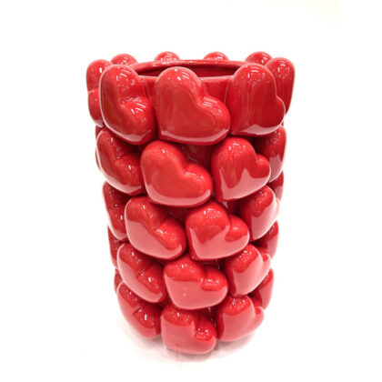 Add gorgeous love vibes to your home with this large multi red heart vase. 21.5 x 21.5 x 33cm. Great gift and works as a utensil holder too!