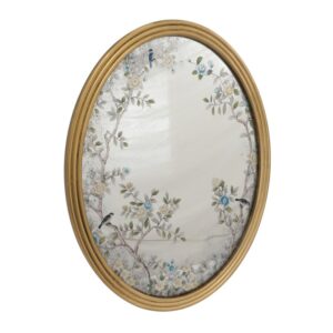 Antiqued Gold-Framed Oval Botanical Mirror