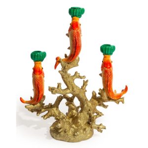Ornate Orange Fish Candleholder