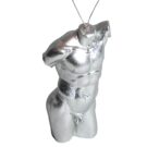 Get some classical style on your Christmas tree this year with our silver male torso bauble. 13 x 5 x 6cm. Great detailing, colour and value!