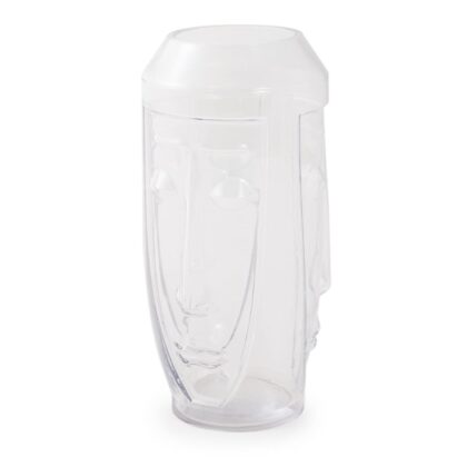 Super stylish and elegant! Art Deco style clear glass Deco face vase! Perfectly formed, super quality. Uber Cool! 34.5 x 17 x 17 cm