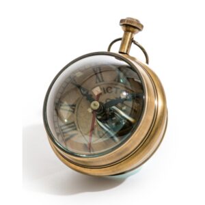 Antiqued Brass Magnified Table Clock