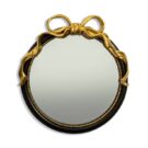 Black With Gold Bow Round Mirror