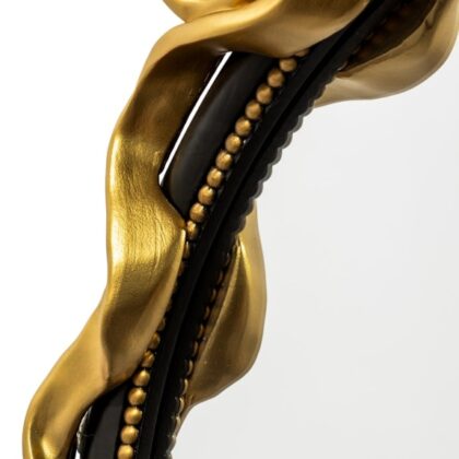 Black With Gold Bow Round Mirror - Image 3