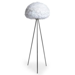 White Feather Chrome Tripod Floor Lamp