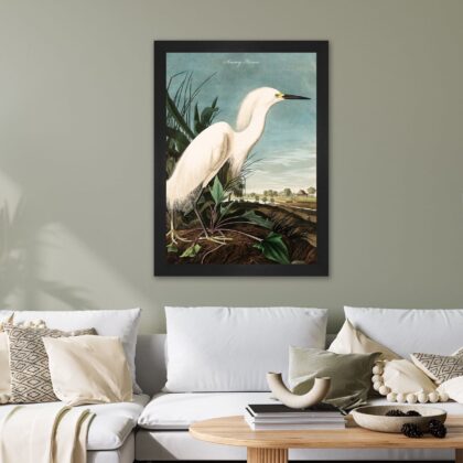 Luxury Velvet Snowy Heron Wall Print - Image 2