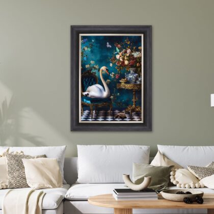 Luxury Velvet Swan Wall Art Print - Image 2