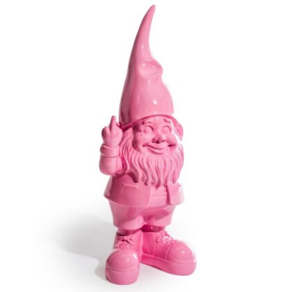 Meet our medium sized pink naughty garden gnome. 41.5 x 16.5 x 16.5cm. Super shiny, smooth and glossy. Guaranteed to make you smile!