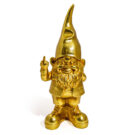 Meet our medium sized glorious gold naughty garden gnome. 41.5 x 16.5 x 16.5cm. Super shiny, smooth and glossy. Guaranteed to make you smile! Made of resin.