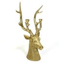 This glorious gold stag head candle holder is hand finished with beautiful detail. Perfect for every dining table or shelf. 26.5 x 20 x 44.5cm . Great gift!