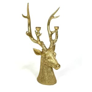 Gold Stag Head Candle Holder