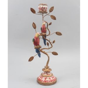 Ornate Red Parrot Candle Holder