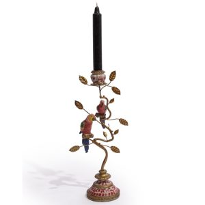 Ornate Red Parrot Candle Holder