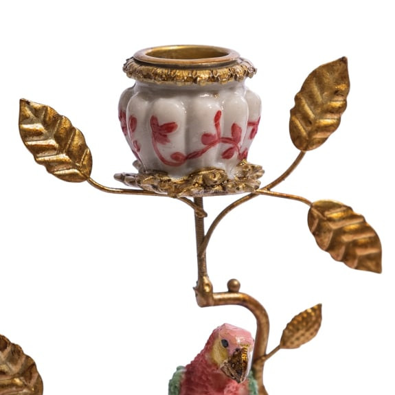 Ornate Red Parrot Candle Holder - Image 3