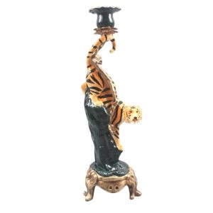 Antiqued Ornate Tiger Candle Holder