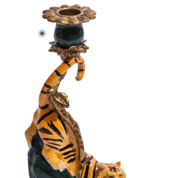 Antiqued Ornate Tiger Candle Holder - Image 4