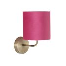 Wonderful brushed brass wall light with pink velvet drum shade. Oozes style, quality and light! Measures 15 x 27 x 21cm 0.9kg. Luxurious!