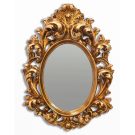This stunning gold oval ornate mirror is superb. This has it all - style, opulence, colour and size. Rococo style. Resin and glass 50 x 70.5 x 12.5cm