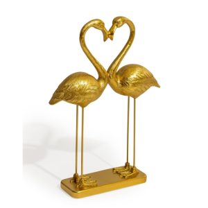 Antique Gold “Love Heart” Pair of Flamingos Ornament