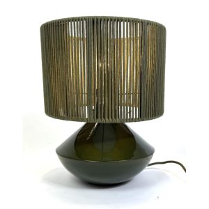 Forest Green Table Lamp With Corded Shade