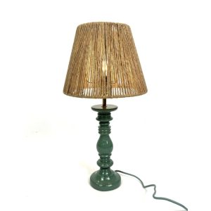 Green Table Lamp With Natural Rope Shade