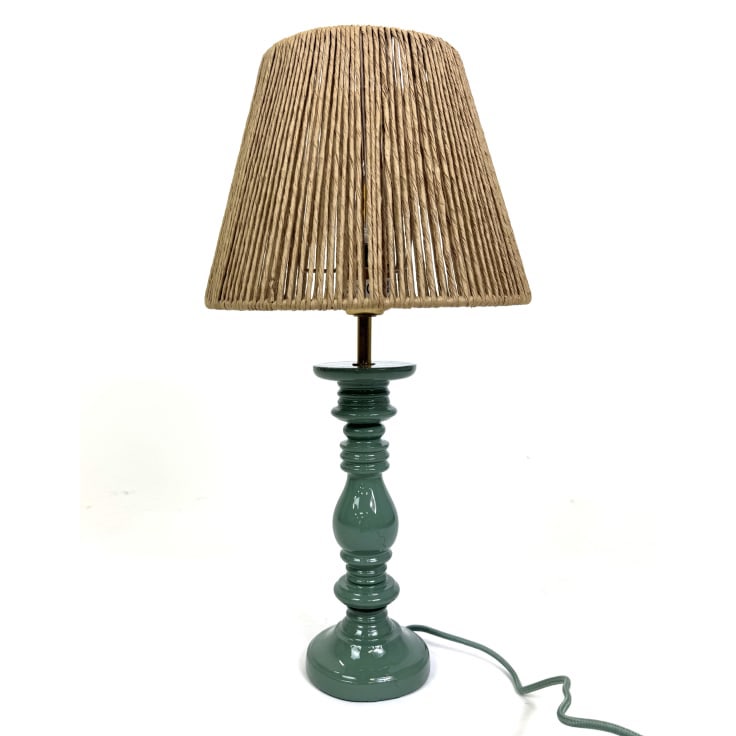 Green Table Lamp With Natural Rope Shade - Image 2