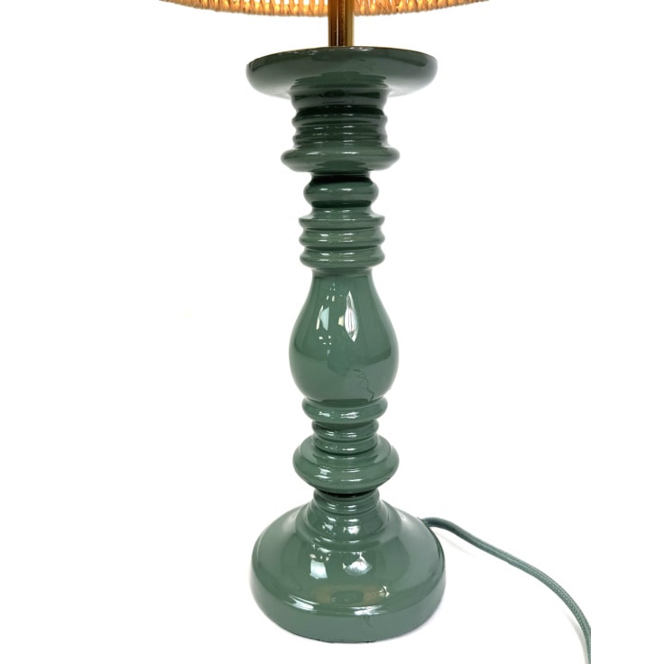 Green Table Lamp With Natural Rope Shade - Image 3