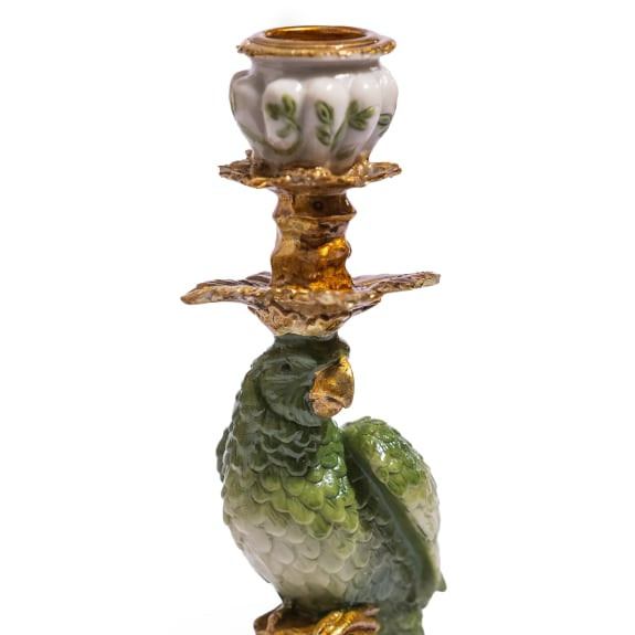 Ornate Green Parrot Candle Holder - RH - Image 4