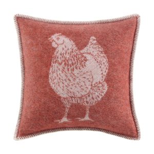 Terracotta Chicken Wool Cushion with Filler -JJ Textile