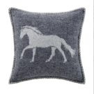 Add some gentle fun with this soft black horse wool cushion. Filler included 45 x 45cm. Fabulous natural design and colour. Perfect horsey lover gift.