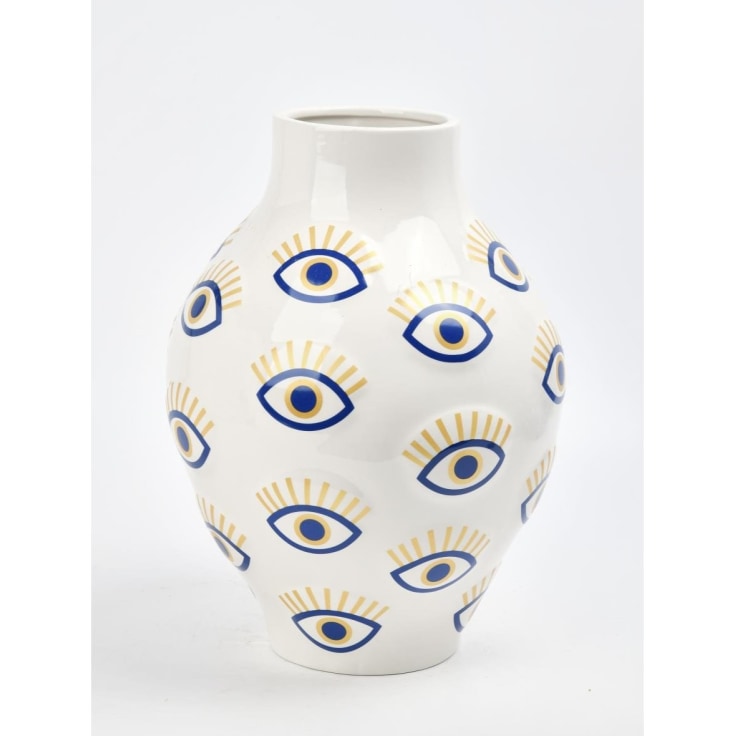 Add something special to your home with this large multi Nazar eye vase. 27.5 x 27.5 x 36.5cm. Great gift and works as a utensil holder too!