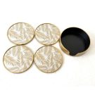 These classy gold tropical leaf round coasters look fab and do the job in any room. Perfect for either cold or hot drinks.11 x 11 x 0.5 each. Great gift!