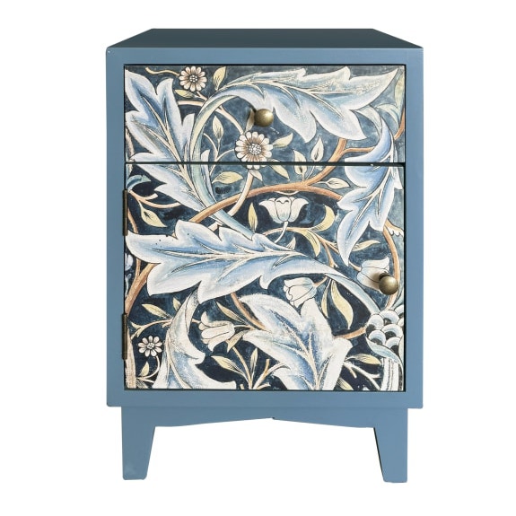 With this simple yet stylish blue Acanthus floral bedside cabinet by your sofa or bed you have ample storage for everything! Fun and funky! 35 x 40 x 60cm