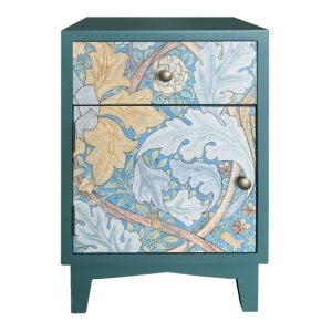 Teal Floral Bedside Cabinet – LH Opening