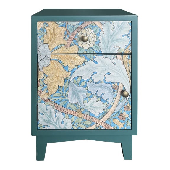 With this simple yet stylish teal floral bedside cabinet by your sofa or bed you will have ample storage for everything! Fun and funky! 35 x 40 x 60cm