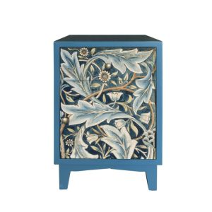 Blue Floral Acanthus Bedside Cabinet – RH Opening