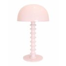 Beautiful pale pink ribbed table lamp - super styled, with a smooth glossy metal dome shade and super glossy ribbed base. 30 x 50 x 50cm