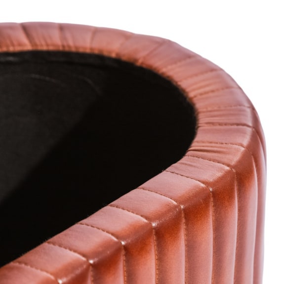 Industrial Vintage Ribbed Leather Storage Trunk - Image 3