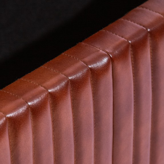 Industrial Vintage Ribbed Leather Storage Trunk - Image 4