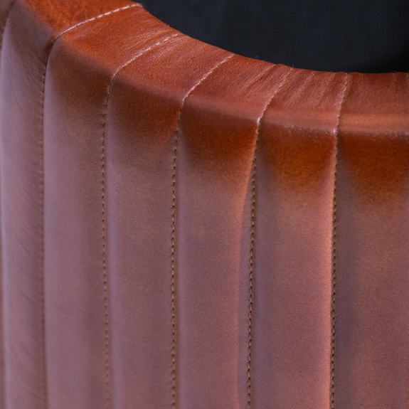 Industrial Vintage Ribbed Leather Storage Trunk - Image 5