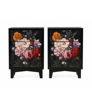 A Pair Of Boho Floral Bedside Cabinets
