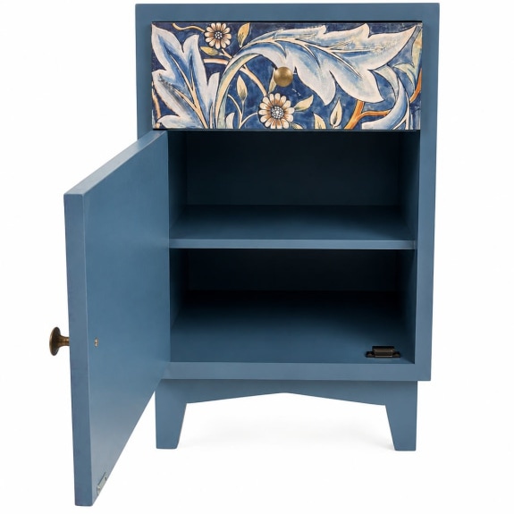 A Pair Of Blue Acanthus Bedside Cabinets - Image 3