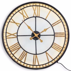 Large Black and Gold Backlit “Westminster” Clock